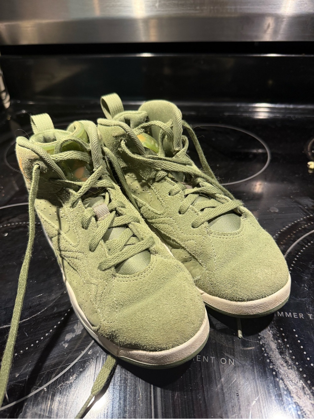 Jordan Kids Olive Green Suede High-Top Sneakers